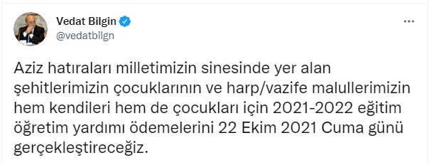 Son dakika! Şehit ve gazi çocuklarına eğitim ödemeleri cuma günü hesaplarda